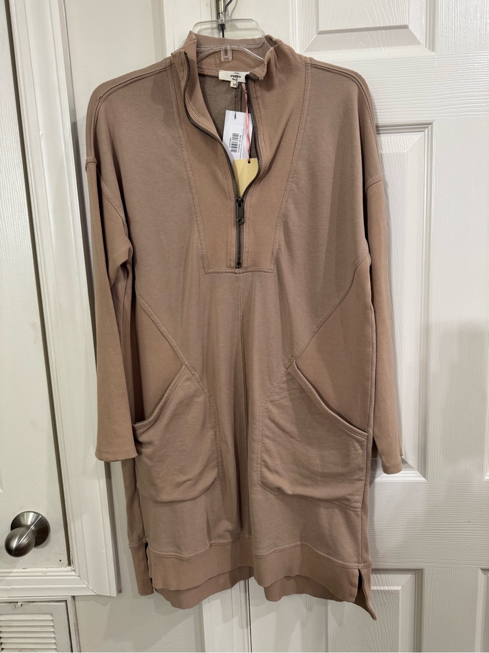 entro Taupe Half-Zip Pocket Sweater Tunic